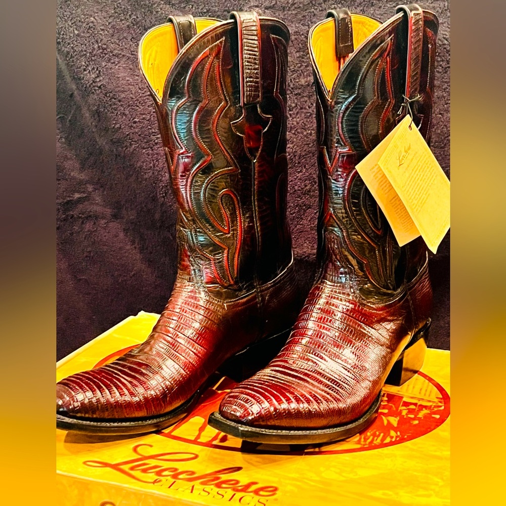 Lucchese handmade Cowboy Boots-lizard & goat (worn once-in the house)